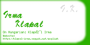 irma klapal business card